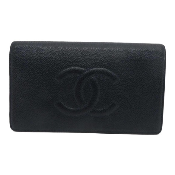 💎✨Authentic✨💎Chanel Round Long Wallet-Navy Blue